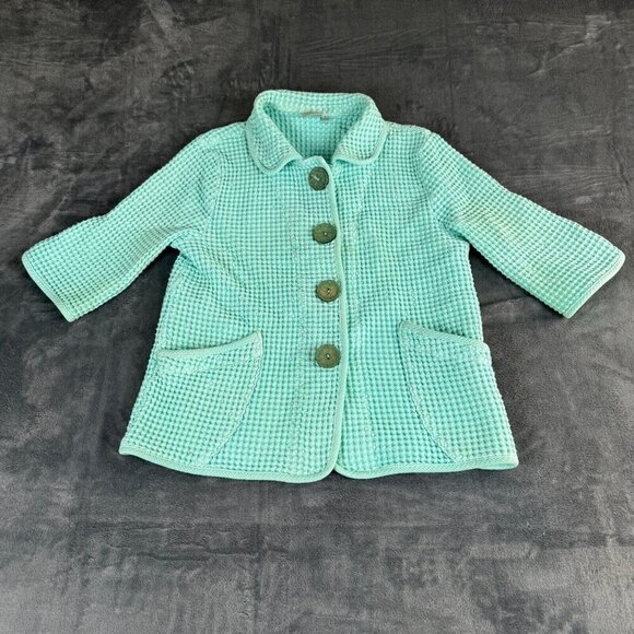 Focus Lagenlook Waffle tecture Jacket blouse top Pockets Buttons SZ Small Fairy - Picture 1 of 10